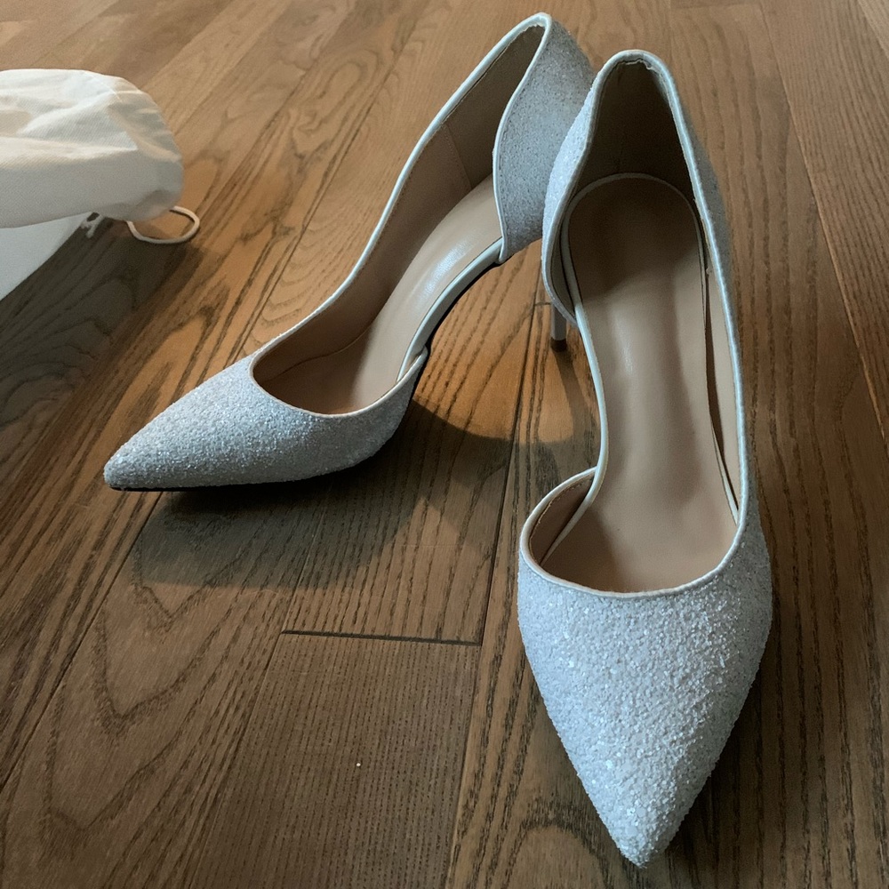 White sparkling heels
